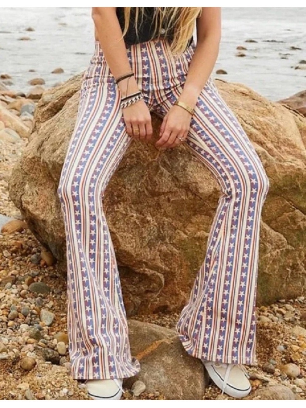 Free people We the Free Penny star and stripes pull on flare jeans, 24 - Picture 2 of 9